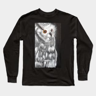 Black and white acrylic painting owl Long Sleeve T-Shirt